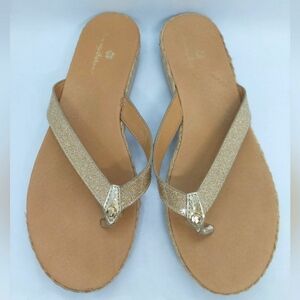 Tommy Bahama Thomas Sandals Women’s Size 9.5M Thongs Flip Flops Gold Glitter